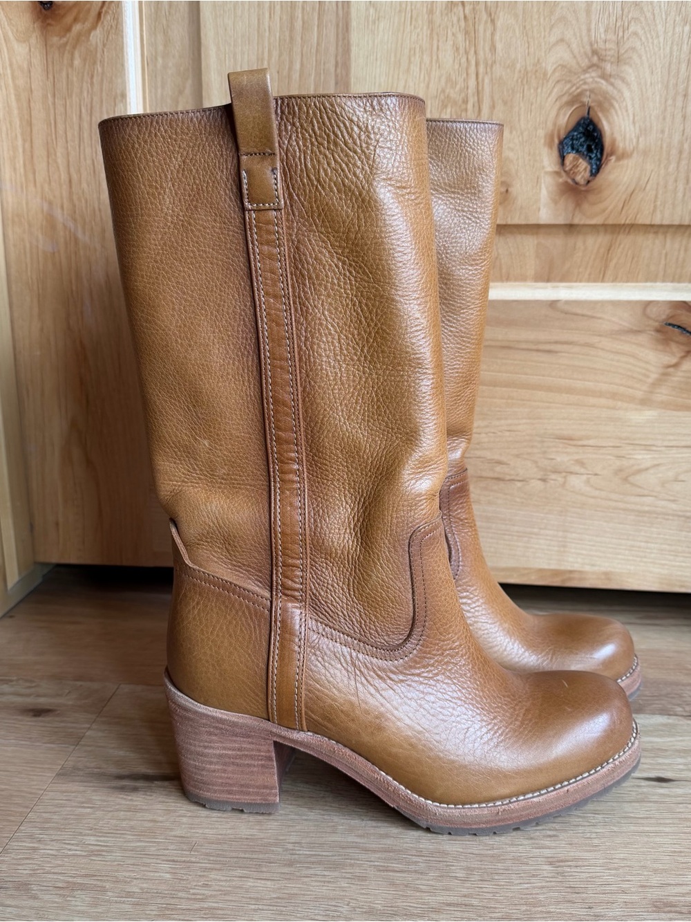 Cleo + Wolf Women's Scout Boots 10B Round Toe BCWSP24L3 Whiskey Cognac Leather